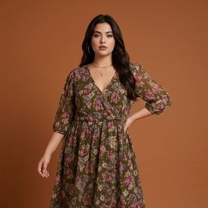 Floral V-Neck Midi Dress